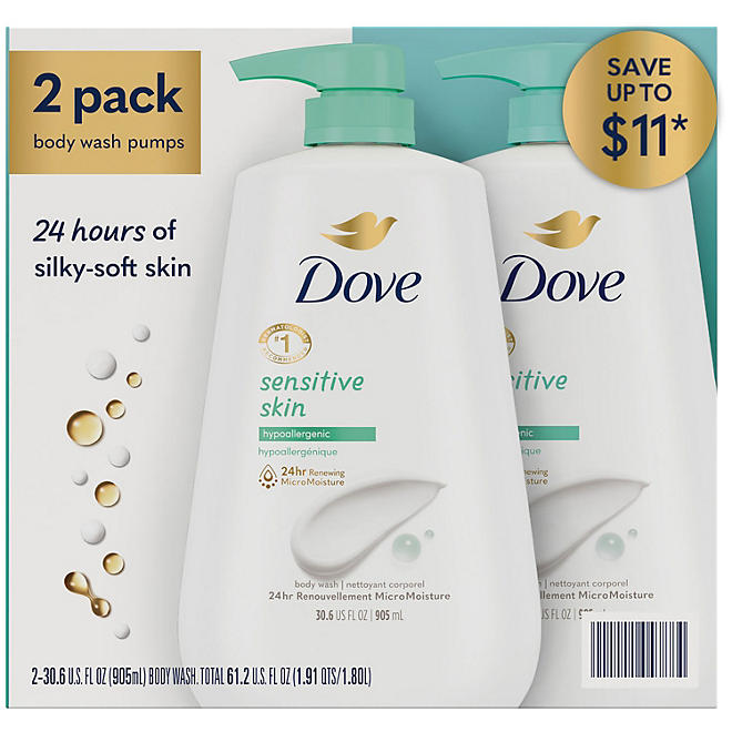 Dove Sensitive Skin Hypoallergenic Body Wash 30.6 fl. oz., 2 pk.